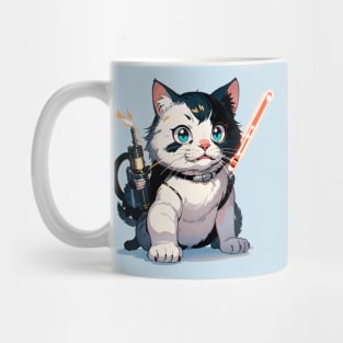 Star Cat Tshirt and Stickers Design Cute Cat Sci-Fi Characters Robot Carousel Mug